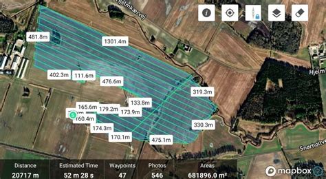 Example flight route mapped in DJI Pilot App [42]. The blue area ...