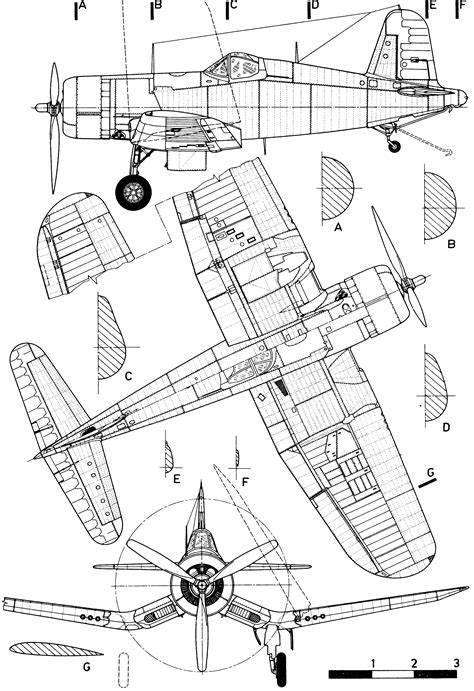 Vought F4U Corsair blueprint | Flugzeug zeichnung, Modell, Flugzeug