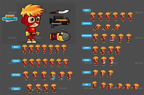 SuperBoy 2D Game Character Sprites 276, Game Assets | GraphicRiver