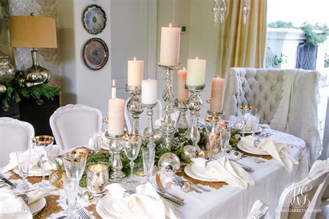 Elegant White and Gold Christmas Dining Room and Table Scape