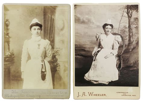 TWO CABINET CARD ALBUMEN PHOTOGRAPHS Of NURSES In UNIFORM, with ...