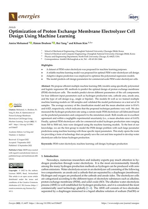 (PDF) Optimization of Proton Exchange Membrane Electrolyzer Cell Design ...