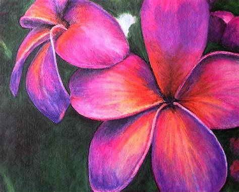 A painting of my favorite flower-the Frangipani aka plumeria. Oil pastel by my mother. | Pastel ...