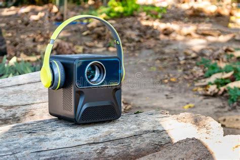 Portable Projector with Headphone Speakers Stock Image - Image of ...