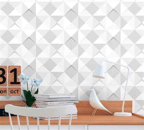 3D white squares Office Room Wallpaper - TenStickers