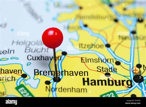 Bremerhaven pinned on a map of Germany Stock Photo - Alamy