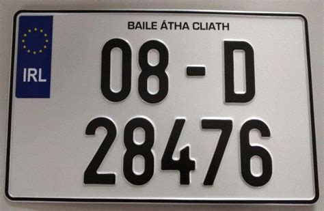 Irish Font on white square 340mm x 220mm plate (Single) - Irish Number ...