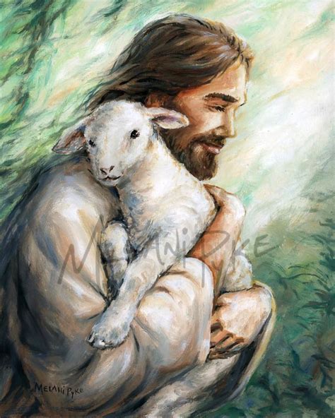 Jesus Bringing a Lost Lamb Home Canvas or Paper Art Print, John 11:25-26 - Etsy