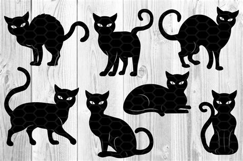 Halloween Cat SVG Silhouette Clipart Set By Mandala Creator | TheHungryJPEG