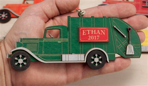 Personalized Laser Engraved Garbage Truck Christmas Ornament