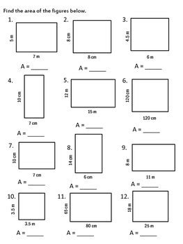 Area of Rectangles Worksheet by Eli Burger | TPT