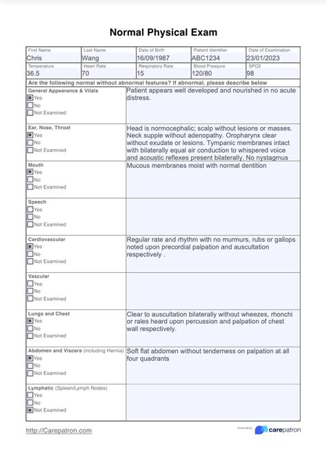 Shoulder Physical Exam Template