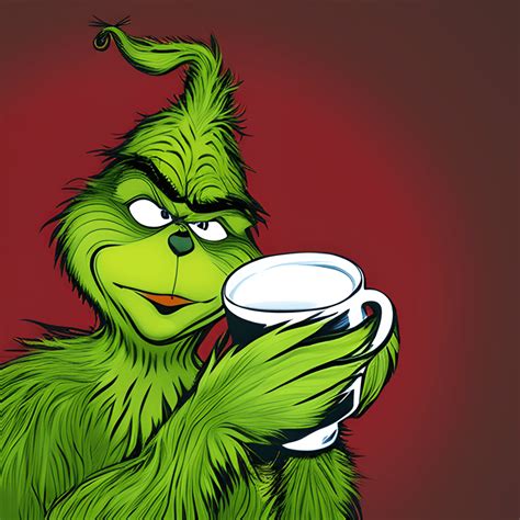 The Grinch Drinking Coffee · Creative Fabrica