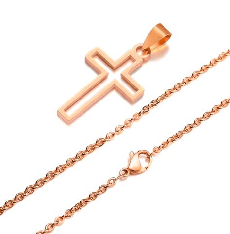 Rose Gold Cross Necklace for Women