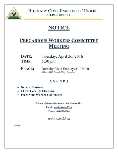 Precarious Workers’ Committee Meeting – CUPE 23