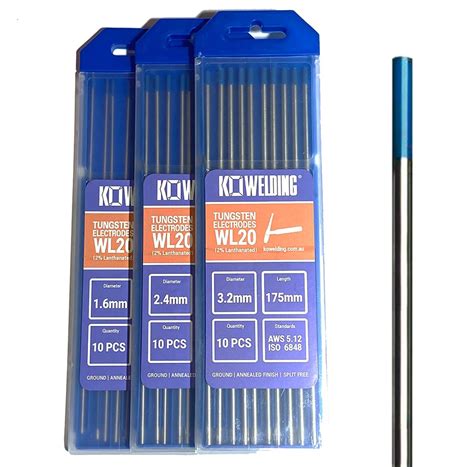 2% Lanthanated [WL20] Tungsten Electrodes 1.6mm/2.4mm/3.2mm | BLUE - KO ...