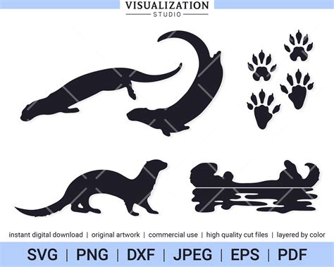 Otter Shapes Vector Clipart Set INSTANT DIGITAL DOWNLOAD | Etsy