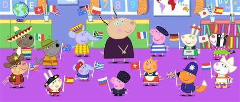 Peppa Pig (International Day). Note globe next to Swiss flag on left of pic. | Ben and holly, Peppa