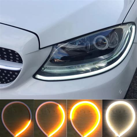 60cm Running Lights Flexible Turn Signal DRL Strip LED White Amber ...