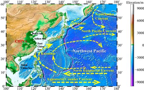 Bathymetric map of the northwest Pacific and ocean circulation. | Download Scientific Diagram