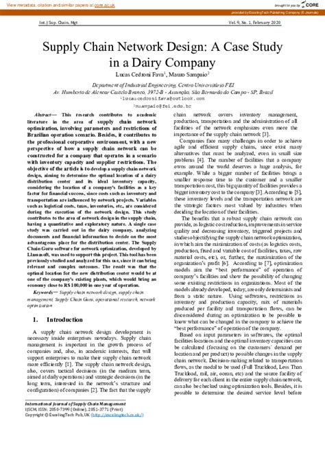 (PDF) Supply Chain Network Design: A Case Study In a Dairy Company | Mauro Sampaio - Academia.edu