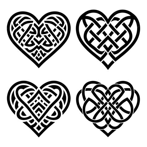 Premium Vector | Vector heart celtic knot set