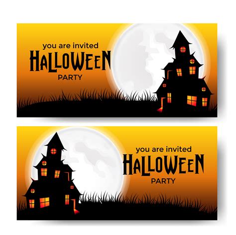 Halloween party banner template with scary castle with moonlight 666830 Vector Art at Vecteezy