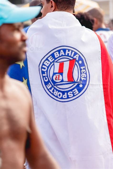 Supporter of Esporte Clube Bahia Football Team, Dressed with Flag ...