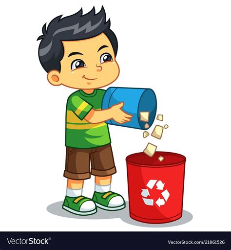 Boy Throwing Garbage In The Trash Can. Download a Free Preview or High Quality Adobe Illustrator ...