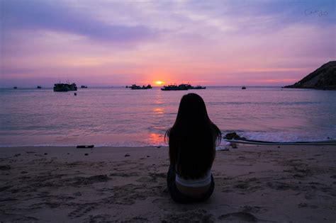 Girl Sits Alone On The Beach Watching The Sunset by CuongDao∙vn - Photo 135382305 / 500px