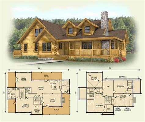 spruce valley log home and log cabin floor plan | Log cabin floor plans ...