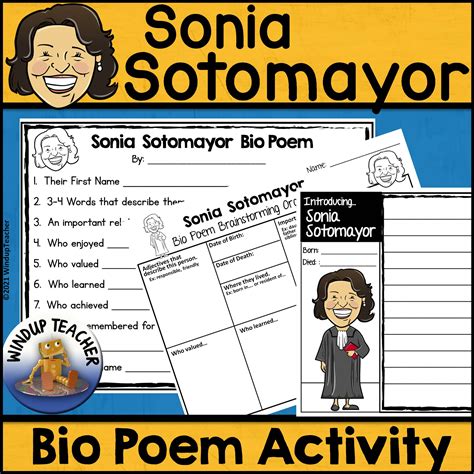 Sonia Sotomayor Biography Poem Writing Activity | Made By Teachers