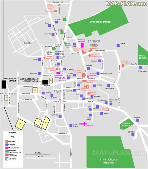 Oxford top tourist attractions map - One day trip main central historic travel destination spots