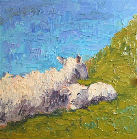 Roxanne Steed's Painting a Day: Lamb & Ewe Irish Landscape Original Oil Painting Art