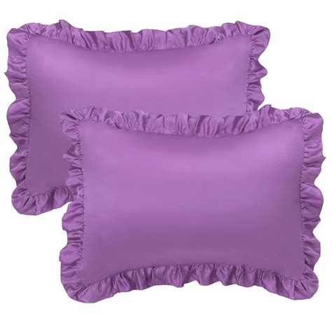 2Pcs Pillow Shams Covers Satin Silk Oxford Pillowcases Purple King ...