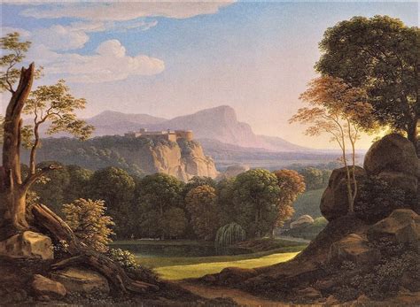 Italian Landscape with a Castle at Bergrucken Painting | Johann Christian Reinhart Oil Paintings