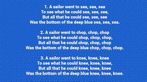 A Sailor Went to Sea Lyrics - Action Song Australian Version Lyrics ...