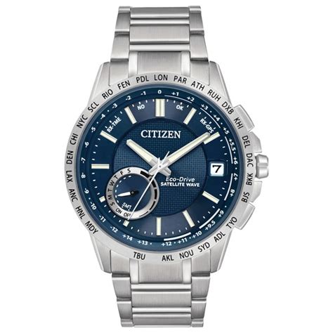 Shop Citizen Men's Blue Dial Satellite Wave-World Time GPS Stainless ...