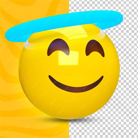 Premium PSD | 3d emoji happy angel with halo on head looking up