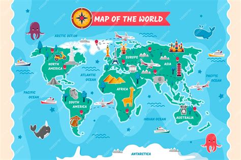 Free Vector | Hand drawn kids map illustration