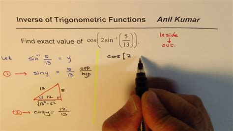 Evaluate Trigonometric Inverse function cos 2 sin inverse x - YouTube