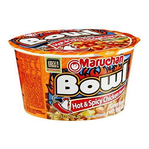 Maruchan Bowl Hot & Spicy Chicken Flavor Ramen Noodles with Vegetables, 3.3 OZ (Pack of 6 ...