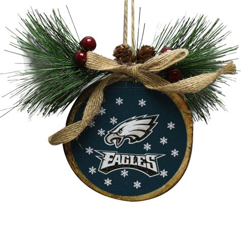 FOCO Philadelphia Eagles Glitter Wood Stump Ornament