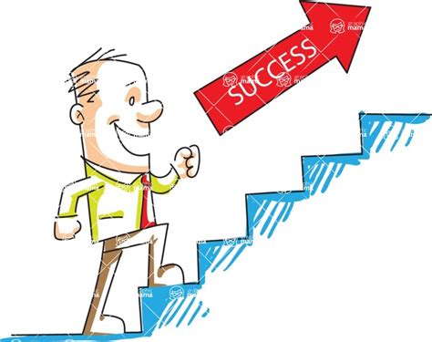 Businessman Climbing Stairs of Success Cartoon Vector Illustration ...