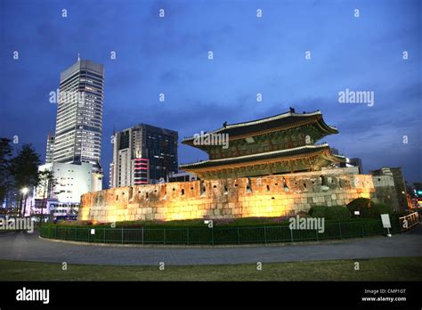 Dongdaemun Gate. Seoul, Capital of South Korea, has 8 gates of the castle walls and East Gate ...