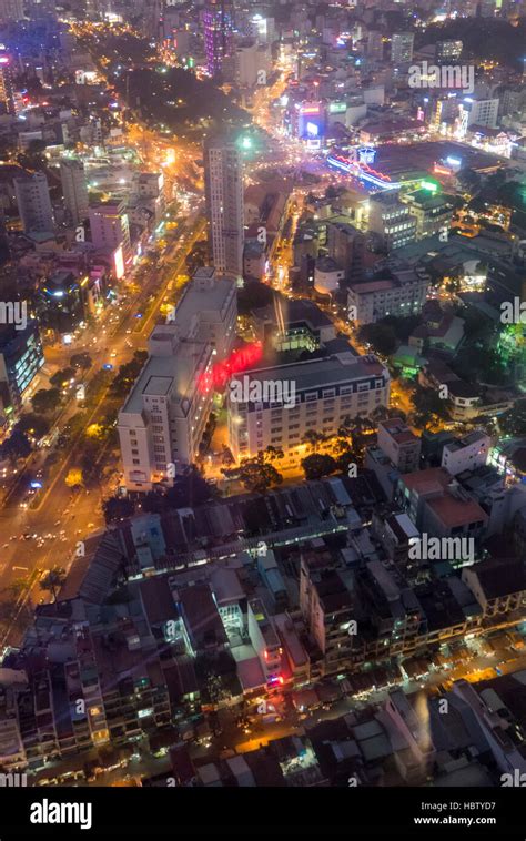 Skyline of Ho Chi Minh city by night with trails of lights, Vietnam Stock Photo - Alamy