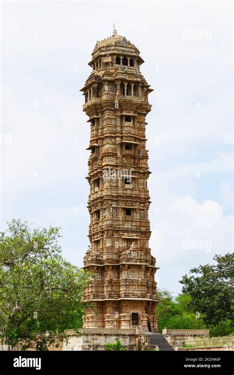 View of Vijay Stambh 0r Tower of Victory, Tower Dedicated To Lord Vishnu, Chittorgarh Fort ...