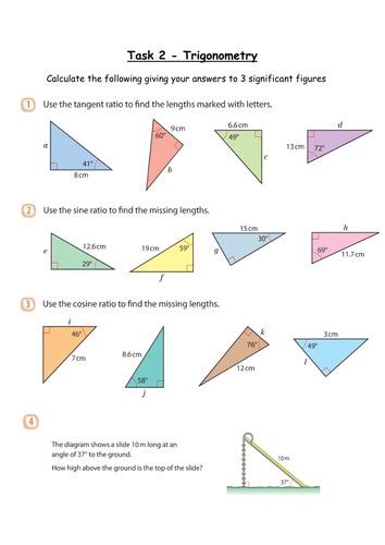 Trigonometry - Missing Sides Grade B Level 8 | Teaching Resources