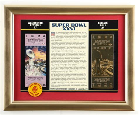 Super Bowl XXVI Commemorative Custom Framed Score Card Display with ...