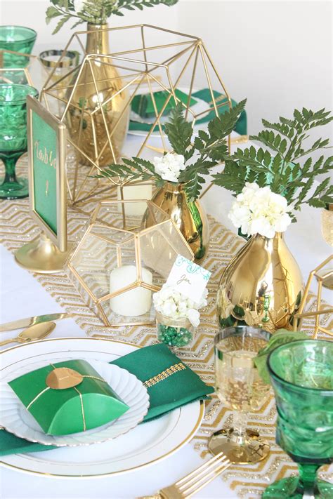 green and gold wedding decor - Dacia Rhoades